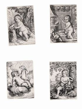  Pieter (von) Avont  (Malines, 1599 - Deurne, 1650) : I Quattro elementi.  - Auction Prints and Drawings XVI-XX century, Paintings of the 19th-20th centuries - Libreria Antiquaria Gonnelli - Casa d'Aste - Gonnelli Casa d'Aste