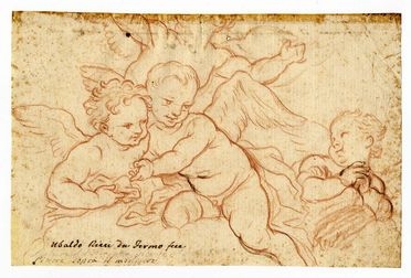  Ubaldo Ricci  (Fermo, 1669 - 1731) : Studio per cherubini.  - Asta Stampe e Disegni XVI-XX secolo, Dipinti dell'800 e del '900. - Libreria Antiquaria Gonnelli - Casa d'Aste - Gonnelli Casa d'Aste