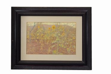  Ludovico Tommasi  (Livorno, 1866 - Firenze, 1941) : Campo di girasoli.  - Auction Prints and Drawings XVI-XX century, Paintings of the 19th-20th centuries - Libreria Antiquaria Gonnelli - Casa d'Aste - Gonnelli Casa d'Aste
