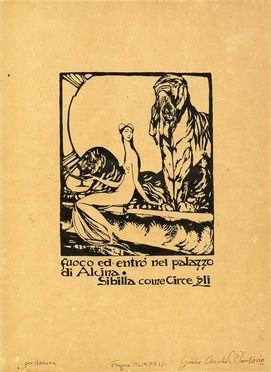  Giulio Aristide Sartorio  (Roma, 1860 - 1932) : Sibilla come Circe.  - Asta Stampe e Disegni XVI-XX secolo, Dipinti dell'800 e del '900. - Libreria Antiquaria Gonnelli - Casa d'Aste - Gonnelli Casa d'Aste