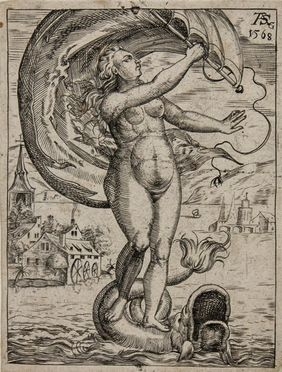  Andreae Nicolaus  (attivo in Germania tra il 1556 e il 1611, ) : Venus marina.  - Asta Stampe, Disegni e Dipinti dal XVI al XX secolo - Libreria Antiquaria Gonnelli - Casa d'Aste - Gonnelli Casa d'Aste