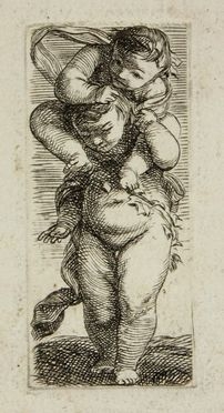  Anonimo italiano del XVII secolo : Gioco di due putti.  - Auction Prints, Drawings and Paintings from 16th until 20th centuries - Libreria Antiquaria Gonnelli - Casa d'Aste - Gonnelli Casa d'Aste