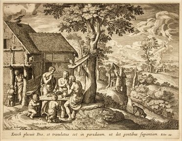  Johannes I (Jan) Sadeler  (Bruxelles,, 1550 - Venezia,, 1600) : La famiglia di Enoch.  - Asta Stampe, Disegni e Dipinti dal XVI al XX secolo - Libreria Antiquaria Gonnelli - Casa d'Aste - Gonnelli Casa d'Aste