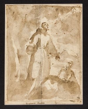  Anonimo del  XVI secolo : San Francesco riceve le stimmate.  - Auction Prints, Drawings and Paintings from 16th until 20th centuries - Libreria Antiquaria Gonnelli - Casa d'Aste - Gonnelli Casa d'Aste