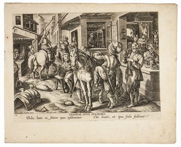  Jan Van der Straet (detto Stradano)  (Bruges, 1523 - Firenze, 1605) [da] : Staphae, sive stapedes (L'invenzione delle staffe).  - Auction Prints, Drawings and Paintings from 16th until 20th centuries - Libreria Antiquaria Gonnelli - Casa d'Aste - Gonnelli Casa d'Aste