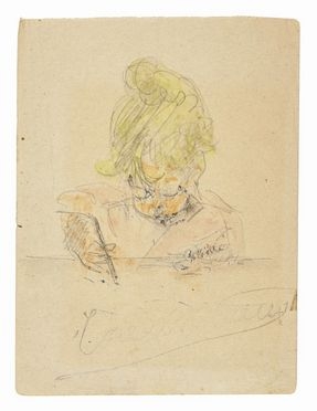  Lorenzo Viani  (Viareggio, 1882 - Ostia, 1936) : Scolara che scrive.  - Asta Stampe, Disegni e Dipinti dal XVI al XX secolo - Libreria Antiquaria Gonnelli - Casa d'Aste - Gonnelli Casa d'Aste