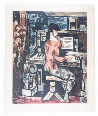  Jacques Villon  (Blainville-Crevon, 1875 - 1963) : Gromaire, La femme au piano.  - Auction Prints, Drawings and Paintings from 16th until 20th centuries - Libreria Antiquaria Gonnelli - Casa d'Aste - Gonnelli Casa d'Aste