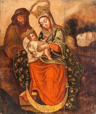  Flemish school, 16th century : Sacra Famiglia.  - Auction Prints, Drawings and Paintings from 16th until 20th centuries - Libreria Antiquaria Gonnelli - Casa d'Aste - Gonnelli Casa d'Aste