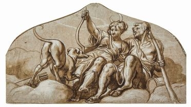  Paolo Farinati  (Verona, 1524) : Diana e Pan.  - Asta Stampe, Disegni e Dipinti dal XVI al XX secolo - Libreria Antiquaria Gonnelli - Casa d'Aste - Gonnelli Casa d'Aste