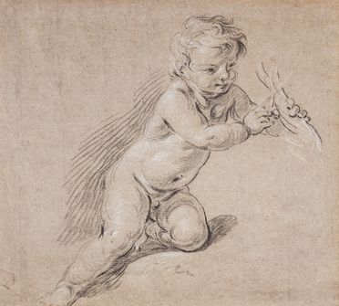  French school, 18th century : Studio di putto che tiene una colomba per le ali.  - Auction Prints, Drawings and Paintings from 16th until 20th centuries - Libreria Antiquaria Gonnelli - Casa d'Aste - Gonnelli Casa d'Aste