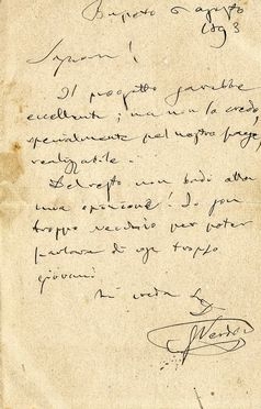  Verdi Giuseppe : Lettera autografa firmata.  - Asta Libri, Manoscritti e Autografi - Libreria Antiquaria Gonnelli - Casa d'Aste - Gonnelli Casa d'Aste