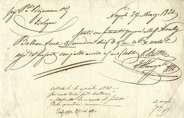  Rossini Giuseppe : Firma autografa su ricevuta di pagamento.  - Asta Libri, Manoscritti e Autografi - Libreria Antiquaria Gonnelli - Casa d'Aste - Gonnelli Casa d'Aste
