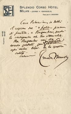  Murolo Ernesto : Lettera autografa firmata.  - Asta Libri, Manoscritti e Autografi - Libreria Antiquaria Gonnelli - Casa d'Aste - Gonnelli Casa d'Aste
