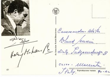  Mubarak Hosni : Firma autografa su cartolina.  - Auction Books, Manuscripts & Autographs - Libreria Antiquaria Gonnelli - Casa d'Aste - Gonnelli Casa d'Aste
