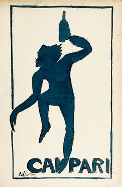  Leonetto Cappiello  (Livorno, 1875 - Cannes, 1942) : Bozzetto pubblicitario per il Bitter Campari.  - Asta Libri & Grafica. Parte I: Stampe, Disegni & Dipinti - Libreria Antiquaria Gonnelli - Casa d'Aste - Gonnelli Casa d'Aste