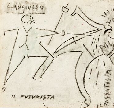  Francesco Cangiullo  (Napoli, 1884 - Livorno, 1977) : Il futurista - il passatista.  - Asta Libri & Grafica. Parte I: Stampe, Disegni & Dipinti - Libreria Antiquaria Gonnelli - Casa d'Aste - Gonnelli Casa d'Aste