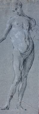  Anonimo del XVIII secolo : Studio per figura nuda eretta.  - Asta Libri & Grafica. Parte I: Stampe, Disegni & Dipinti - Libreria Antiquaria Gonnelli - Casa d'Aste - Gonnelli Casa d'Aste