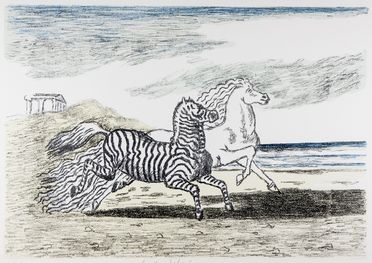  Giorgio De Chirico  (Volos, 1888 - Roma, 1978) : Cavallo e zebra.  - Asta Libri & Grafica. Parte I: Stampe, Disegni & Dipinti - Libreria Antiquaria Gonnelli - Casa d'Aste - Gonnelli Casa d'Aste