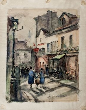  Georges Dominique Rouault  (1904 - 2002) : Scorcio parigino.  - Auction Books & Graphics. Part I: Prints, Drawings & Paintings - Libreria Antiquaria Gonnelli - Casa d'Aste - Gonnelli Casa d'Aste