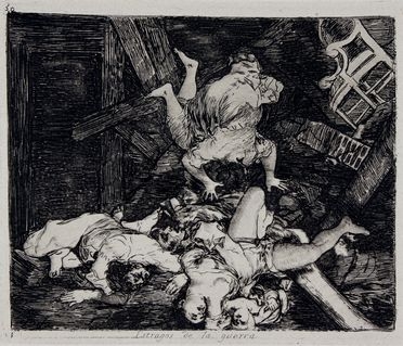  Francisco Goya y Lucientes  (Fuendetodos,, 1746 - Bordeaux,, 1828) : Estragos de la guerra (I danni della guerra).  - Auction Books & Graphics. Part I: Prints, Drawings & Paintings - Libreria Antiquaria Gonnelli - Casa d'Aste - Gonnelli Casa d'Aste