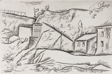  Carlo Carr  (Quargnento, 1881 - Milano, 1966) : La casa del pescatore.  - Auction Books & Graphics. Part I: Prints, Drawings & Paintings - Libreria Antiquaria Gonnelli - Casa d'Aste - Gonnelli Casa d'Aste