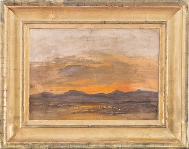  Pietro Annigoni  (Milano, 1910 - Firenze, 1988) : Paesaggio al tramonto.  - Asta Libri & Grafica. Parte I: Stampe, Disegni & Dipinti - Libreria Antiquaria Gonnelli - Casa d'Aste - Gonnelli Casa d'Aste