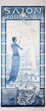  Carlos Schwabe  (1866 - 1926) : Manifesto per il primo Salon de la Rose+Croix.  - Asta Libri & Grafica. Parte I: Stampe, Disegni & Dipinti - Libreria Antiquaria Gonnelli - Casa d'Aste - Gonnelli Casa d'Aste