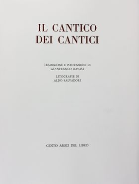  Ravasi Gianfranco : Il Cantico dei Cantici.  Aldo Salvadori  (Milano, 1905 - Bergamo, 2002)  - Asta Libri & Grafica. Parte II: Autografi, Musica & Libri a Stampa - Libreria Antiquaria Gonnelli - Casa d'Aste - Gonnelli Casa d'Aste