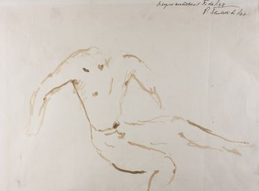  Filippo De Pisis  (Ferrara, 1896 - Brugherio, 1956) : Nudo maschile.  - Asta Libri & Grafica. Parte I: Stampe, Disegni & Dipinti - Libreria Antiquaria Gonnelli - Casa d'Aste - Gonnelli Casa d'Aste