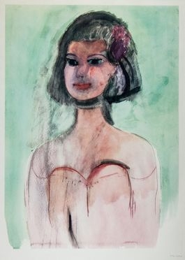  Bruno Cassinari  (Piacenza, 1912 - Milano, 1992) : Figura femminile.  - Auction Books & Graphics. Part I: Prints, Drawings & Paintings - Libreria Antiquaria Gonnelli - Casa d'Aste - Gonnelli Casa d'Aste