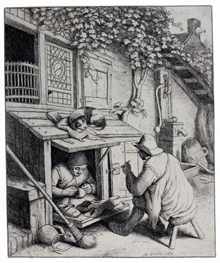  Adriaen (van) Ostade  (Haarlem,, 1610 - ivi, 1685) : Il ciabattino.  - Asta Libri & Grafica. Parte I: Stampe, Disegni & Dipinti - Libreria Antiquaria Gonnelli - Casa d'Aste - Gonnelli Casa d'Aste