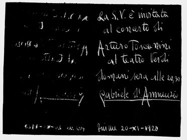  D'Annunzio Gabriele : Biglietto di invito al concerto di Arturo Toscanini. Autografo firmato.  - Asta Libri & Grafica. Parte II: Autografi, Musica & Libri a Stampa - Libreria Antiquaria Gonnelli - Casa d'Aste - Gonnelli Casa d'Aste