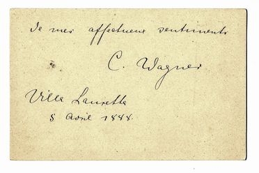  Wagner Cosima : Biglietto di ringraziamento autografo firmato.  - Asta Libri & Grafica. Parte II: Autografi, Musica & Libri a Stampa - Libreria Antiquaria Gonnelli - Casa d'Aste - Gonnelli Casa d'Aste