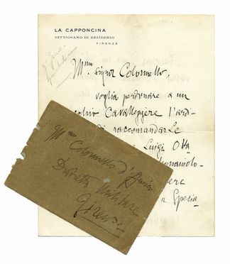  D'Annunzio Gabriele : Lettera autografa firmata inviata al colonnello D'Amico.  - Asta Libri & Grafica - Libreria Antiquaria Gonnelli - Casa d'Aste - Gonnelli Casa d'Aste