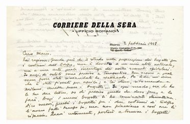  Savinio Alberto : Lettera autografa firmata inviata al M Mario Labroca.  - Asta Libri & Grafica - Libreria Antiquaria Gonnelli - Casa d'Aste - Gonnelli Casa d'Aste