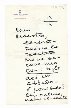  Grassi Paolo : Lettera autografa firmata inviata a 'Caro Maestro' [Negrotti?].  - Asta Libri & Grafica - Libreria Antiquaria Gonnelli - Casa d'Aste - Gonnelli Casa d'Aste