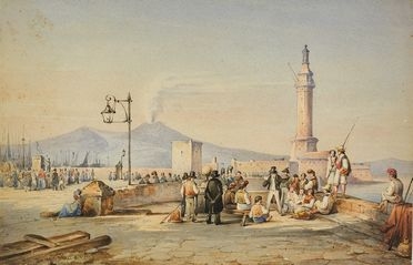  Emilio De Fabris  (Firenze, 1807 - Firenze, 1883) : Scena napoletana.  - Asta Libri & Grafica - Libreria Antiquaria Gonnelli - Casa d'Aste - Gonnelli Casa d'Aste
