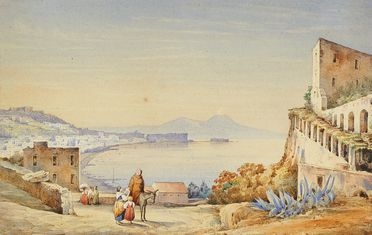  Emilio De Fabris  (Firenze, 1807 - Firenze, 1883) : Veduta del golfo di Napoli.  - Asta Libri & Grafica - Libreria Antiquaria Gonnelli - Casa d'Aste - Gonnelli Casa d'Aste