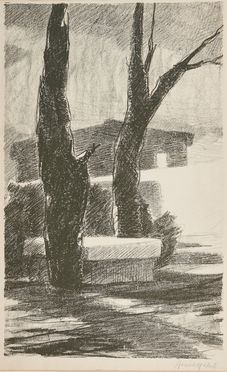  Renato Natali  (Livorno, 1883 - 1979) : Paesaggio con alberi.  - Asta Libri & Grafica - Libreria Antiquaria Gonnelli - Casa d'Aste - Gonnelli Casa d'Aste