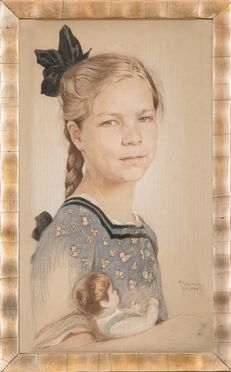  Sigmund Lipinsky  (Graudenz, 1873 - Roma, 1940) : Ritratto di bambina con bambola.  - Asta Libri & Grafica - Libreria Antiquaria Gonnelli - Casa d'Aste - Gonnelli Casa d'Aste