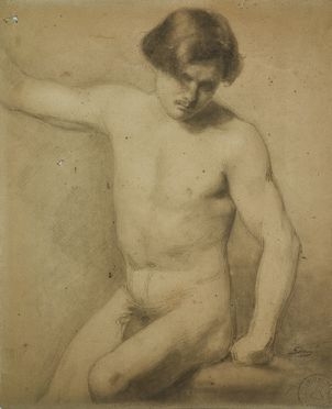  Filadelfo Simi  (Levigliani, 1849 - Firenze, 1923) : Studio di nudo virile.  - Asta Libri & Grafica - Libreria Antiquaria Gonnelli - Casa d'Aste - Gonnelli Casa d'Aste