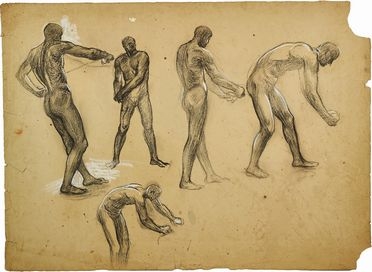  Adolfo De Carolis  (Montefiore dell'Aso, 1874 - Roma, 1928) : Studio di marinai nudi al lavoro.  - Asta Libri & Grafica - Libreria Antiquaria Gonnelli - Casa d'Aste - Gonnelli Casa d'Aste