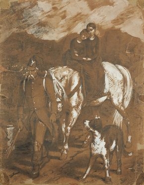  Gerolamo Induno  (Milano, 1825 - Milano, 1890) : Scena con cane e cavallo.  - Asta Libri & Grafica - Libreria Antiquaria Gonnelli - Casa d'Aste - Gonnelli Casa d'Aste