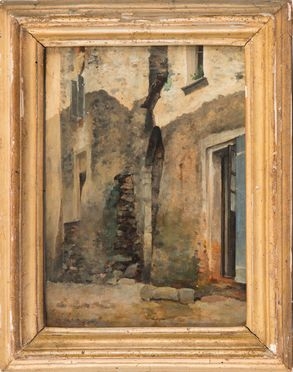  Vincenzo Cabianca  (Verona, 1827 - Roma, 1902) : Scorcio di paese (Palestrina).  - Asta Libri & Grafica - Libreria Antiquaria Gonnelli - Casa d'Aste - Gonnelli Casa d'Aste
