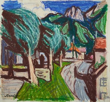  Fred Stauffer  (Gmligen (Svizzera), 1892 - 1980) : Alberi e case.  - Asta Libri & Grafica - Libreria Antiquaria Gonnelli - Casa d'Aste - Gonnelli Casa d'Aste