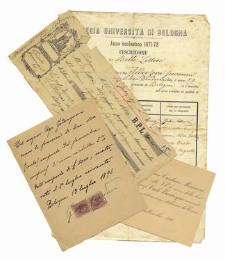  Carducci Giosu : Raccolta di 4 documenti del celebre poeta con firme autografe.  - Asta Libri & Grafica - Libreria Antiquaria Gonnelli - Casa d'Aste - Gonnelli Casa d'Aste
