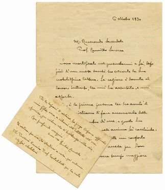  Canella Giulio : 1 lettera e un biglietto autografi firmati.  - Asta Libri & Grafica - Libreria Antiquaria Gonnelli - Casa d'Aste - Gonnelli Casa d'Aste