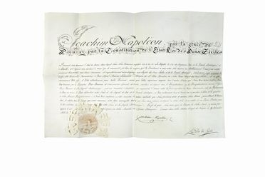  Murat Gioacchino : Splendida pergamena con firma autografa 'Joachim Napoleon'.  - Asta Libri & Grafica - Libreria Antiquaria Gonnelli - Casa d'Aste - Gonnelli Casa d'Aste