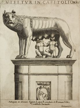  Anonimo del XVI secolo : La lupa capitolina con i gemelli.  - Asta Libri & Grafica - Libreria Antiquaria Gonnelli - Casa d'Aste - Gonnelli Casa d'Aste