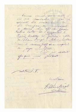  Hoepli Ulrico : Lettera autografa firmata inviata al compositore Guglielmo Andreoli.  - Auction Books & Graphics - Libreria Antiquaria Gonnelli - Casa d'Aste - Gonnelli Casa d'Aste